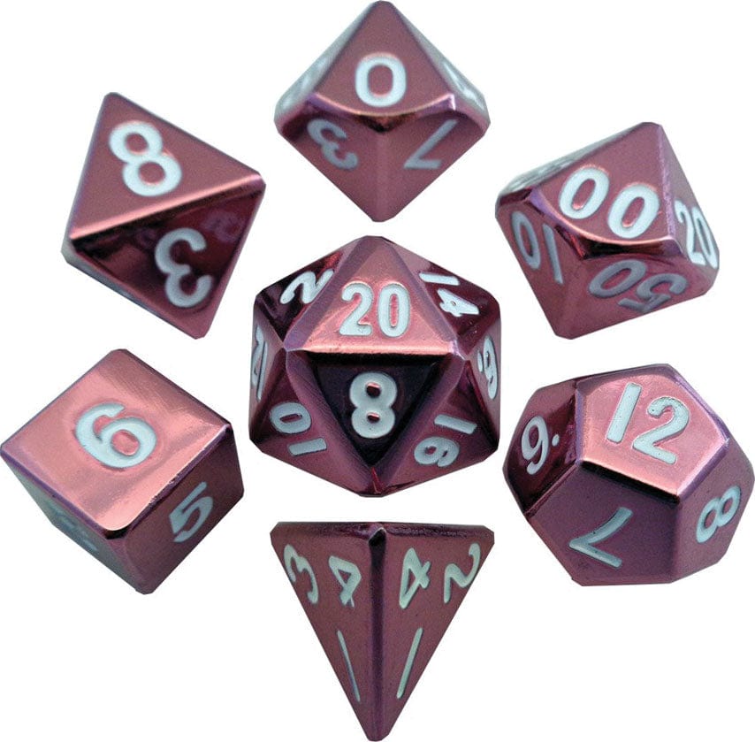 Metallic Dice Games Dice > Metallic Dice Games FanRoll: Painted Metal Polyhedral Dice Set - Pink 852678888738 MET 009