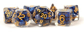 FanRoll: Pearl Resin Poly Dice 7ct - Royal Blue/Gold Numbers
