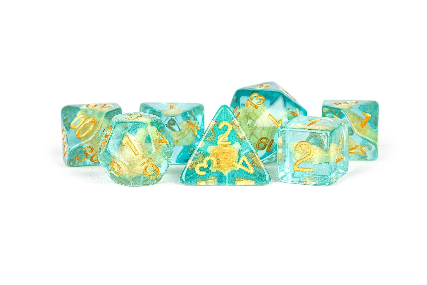 Metallic Dice Games Dice > Metallic Dice Games FanRoll: Resin Poly Dice 7ct - Turtle Dice 687700231165 MET 742