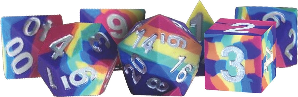 Metallic Dice Games Dice > Metallic Dice Games FanRoll: Sharp Edge Silicone Poly Dice 7ct - Rainbow 687700232605 MET 784