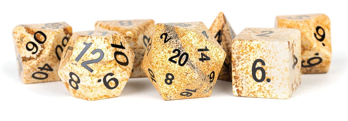 Metallic Dice Games Dice > Metallic Dice Games FanRoll: Stone Poly Dice 7ct - Picture Jasper 680599384554 MET 104
