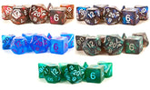 Metallic Dice Games Dice > Metallic Dice Games STARDUST DICE SET: GREEN W/ BLUE NUMBERS 680599384004 MET 178