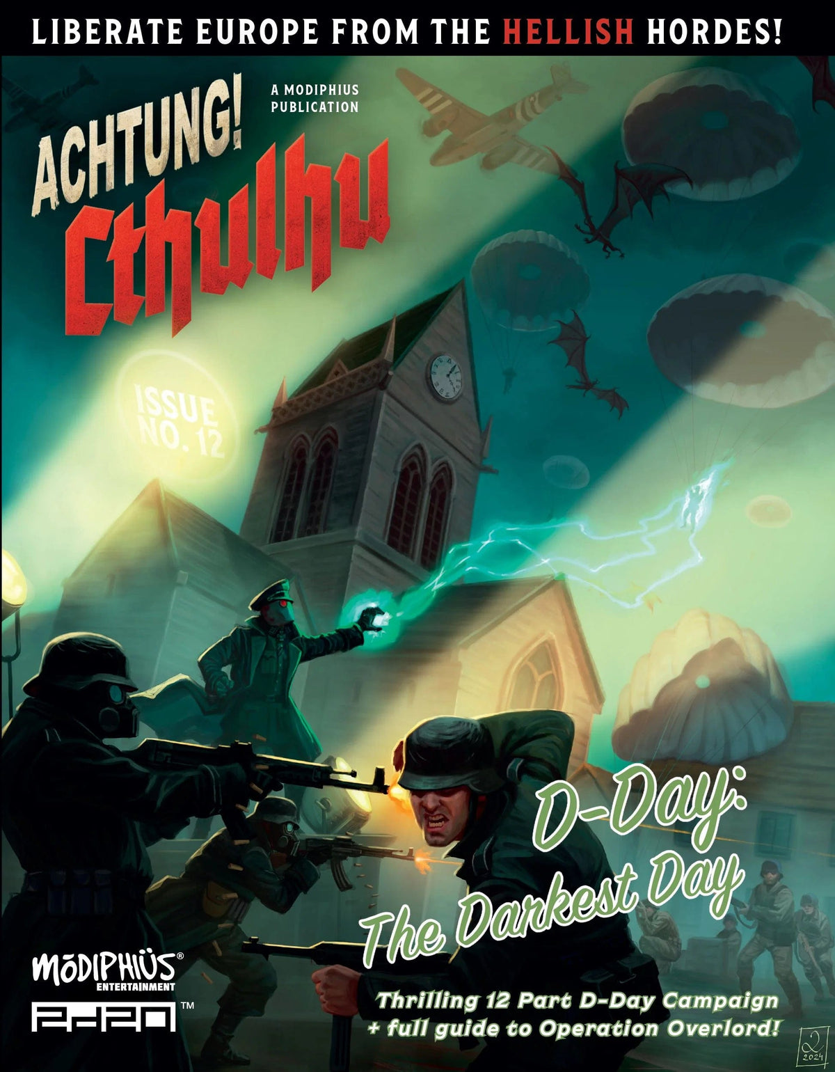 Modiphius Entertainment Tabletop Games > Role-Playing Games Achtung! Cthulhu 2d20: D-Day: The Darkest Day 9781802810721 MUH0010317