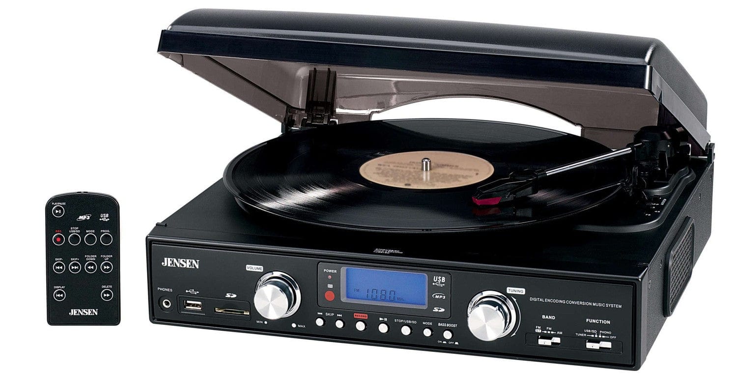 Jensen Music > Audio Equipment Jensen JTA-460 Turntable Entertainment System (33/45/78 RPM) AM/FM/Speakers 077283916045 JSEN3916045