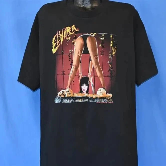 OneStopSapphireShop Apparel > T-shirts T-SHIRT: 90s Elvira Mistress of the Dark Horror Host