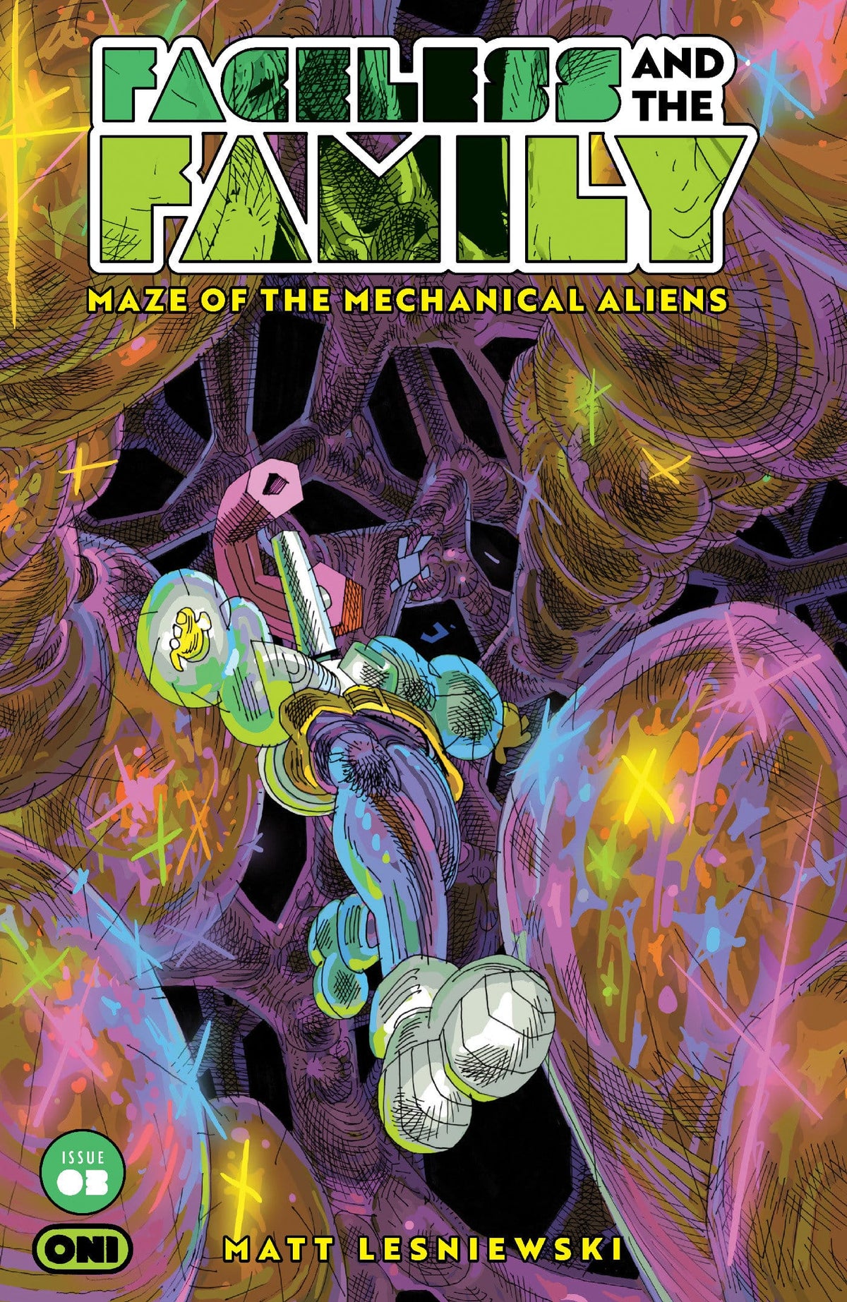 Oni Press Comic Books FACELESS AND THE FAMILY MAZE OF THE MECHANICAL ALIENS #3 CVR B EMIL ERNST VAR (Release Date: 09/16/2026) 64985600902900321 PRH-64985600902900321
