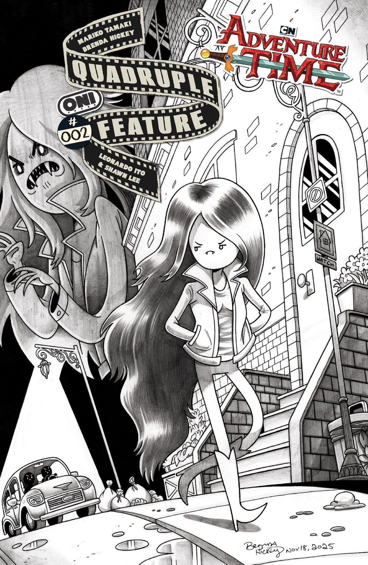 Oni Press Comic Books > Incentives ADVENTURE TIME QUADRUPLE FEATURE #2 CVR D INC 1:20 BRENDA HICKEY B&W VAR 64985600928900241 PRH-64985600928900241