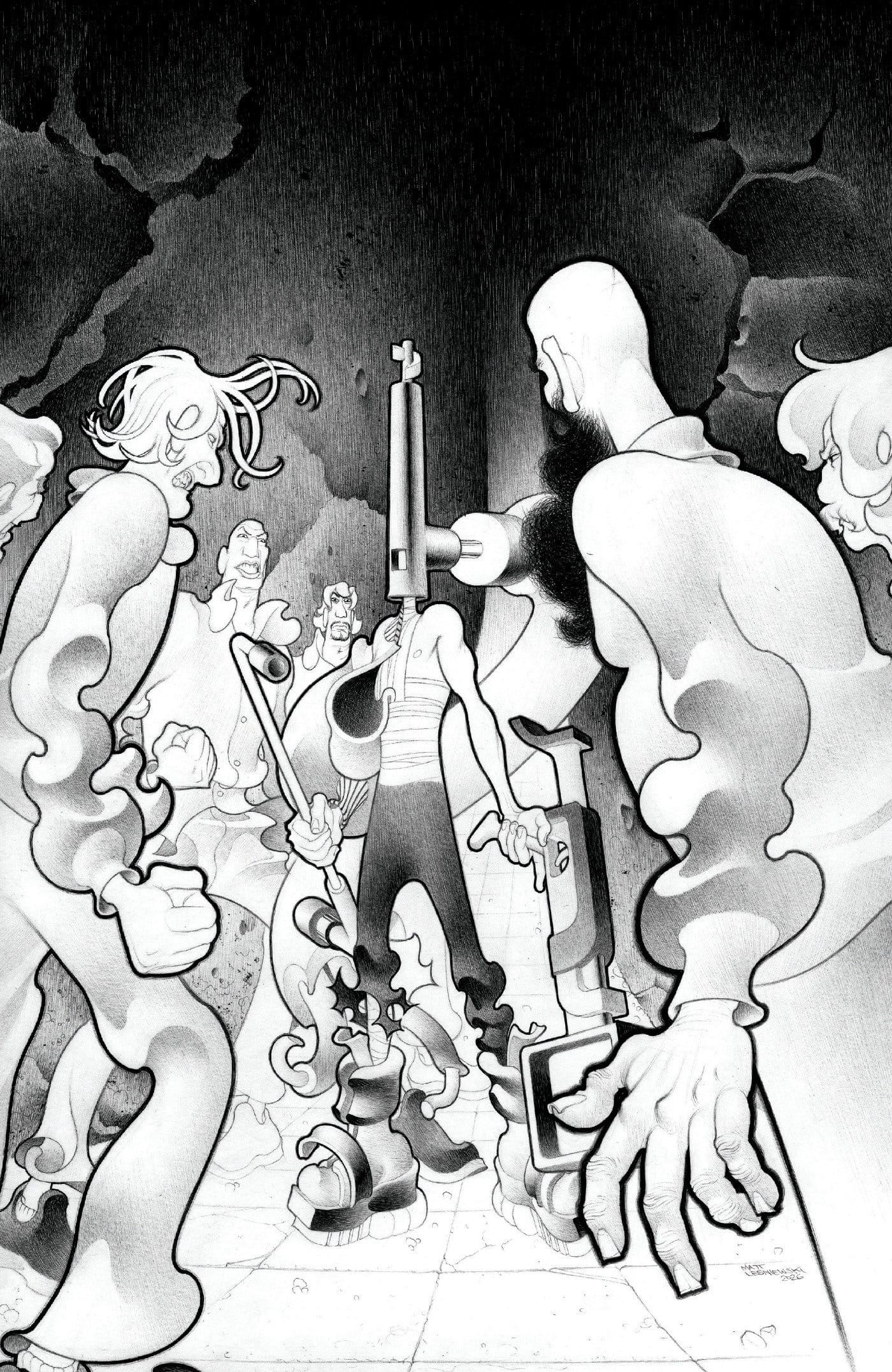 FACELESS AND THE FAMILY MAZE OF THE MECHANICAL ALIENS #4 CVR C INC 1:10 MATT LESNIEWSKI B&W VAR (Release Date: 10/21/2026)
