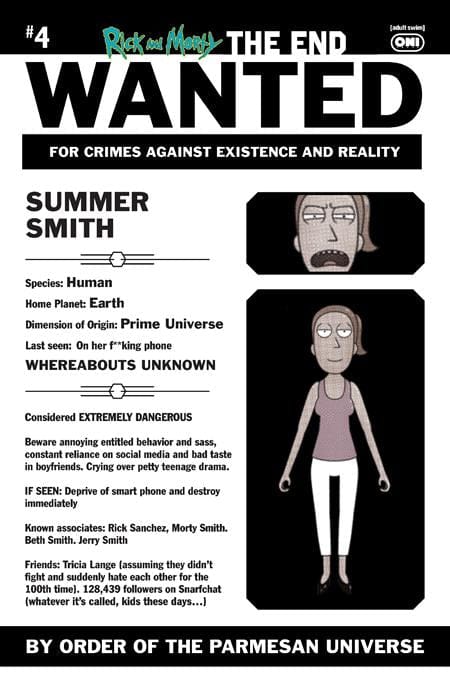 Oni Press Comic Books > Incentives RICK AND MORTY THE END #4 (OF 6) CVR C INC 1:10 PHIL MURPHY MOST WANTED VAR 64985600882400431 0126ON0938