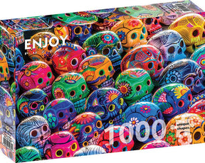 Outset Games and Cobble Hill Puzzles Puzzles > Jigsaw Puzzles Colorful Skulls 1000pc Enjoy Puzzle 5949194014644 E-1464