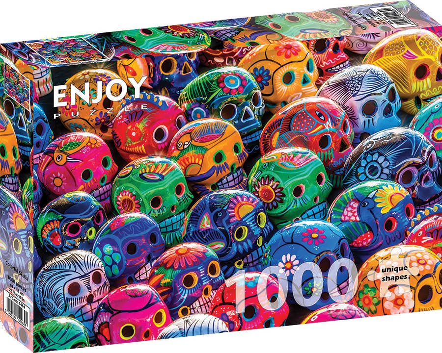 Outset Games and Cobble Hill Puzzles Puzzles > Jigsaw Puzzles Colorful Skulls 1000pc Enjoy Puzzle 5949194014644 E-1464