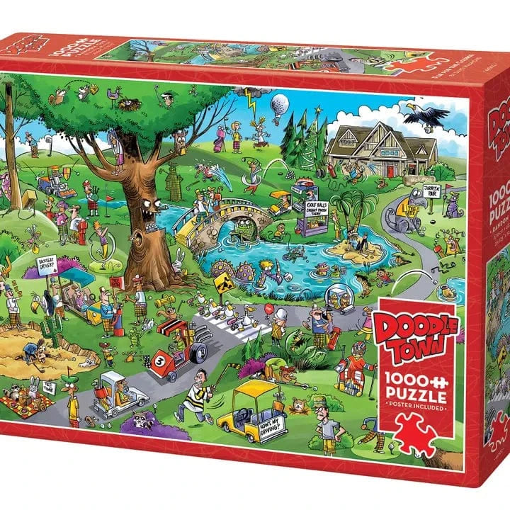 Outset Games and Cobble Hill Puzzles Puzzles > Jigsaw Puzzles Doodletown: Par For the Course 1000pc Puzzle 625012445023 44502
