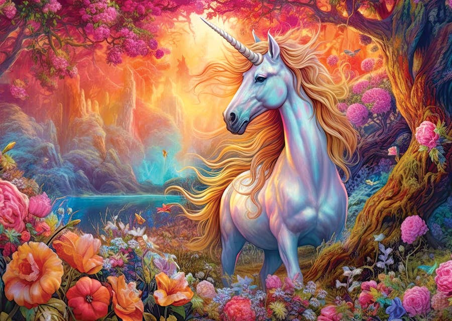 Outset Games and Cobble Hill Puzzles Puzzles > Jigsaw Puzzles Enchanted Harmony Unicorn 1000pc Enjoy Puzzle 5949194021857 E-2185