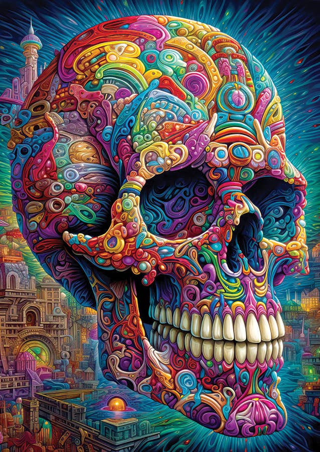 Outset Games and Cobble Hill Puzzles Puzzles > Jigsaw Puzzles Quirky Skull 1000pc Enjoy Puzzle 5949194022106 E-2210