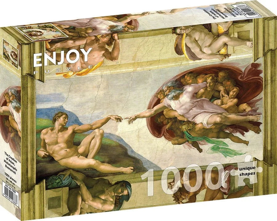 Outset Media Puzzles > Jigsaw Puzzles Enjoy Puzzle: 1000pc Ribbon Cut - Michelangelo, The Creation of Adam 5949194013838 E-1383