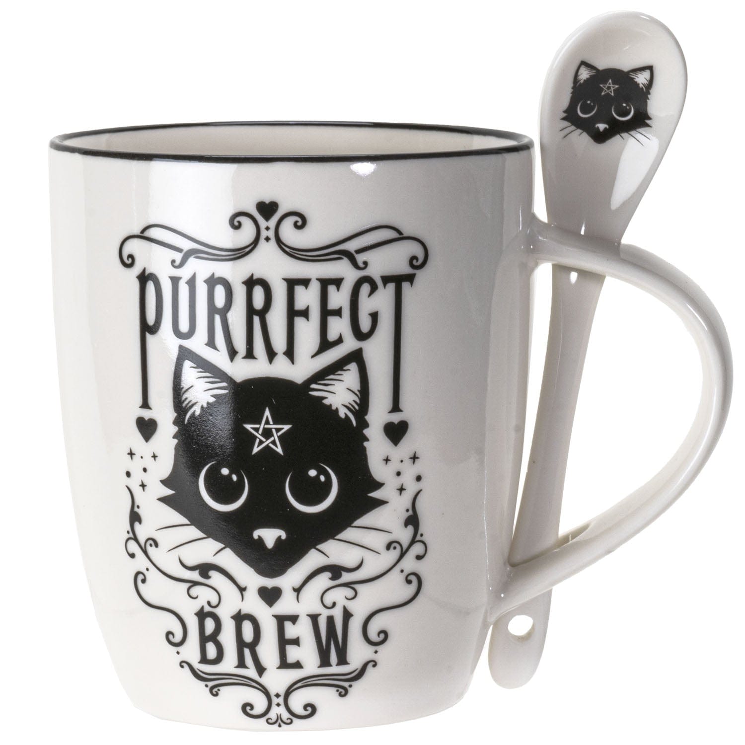 Pacific Giftware Decor > Other Decor Purrfect Brew Mug & Spoon Set For Coffee/Tea 726549137990 13799