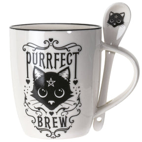 Pacific Giftware Decor > Other Decor Purrfect Brew Mug & Spoon Set For Coffee/Tea 726549137990 13799