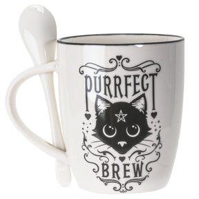 Pacific Giftware Decor > Other Decor Purrfect Brew Mug & Spoon Set For Coffee/Tea 726549137990 13799