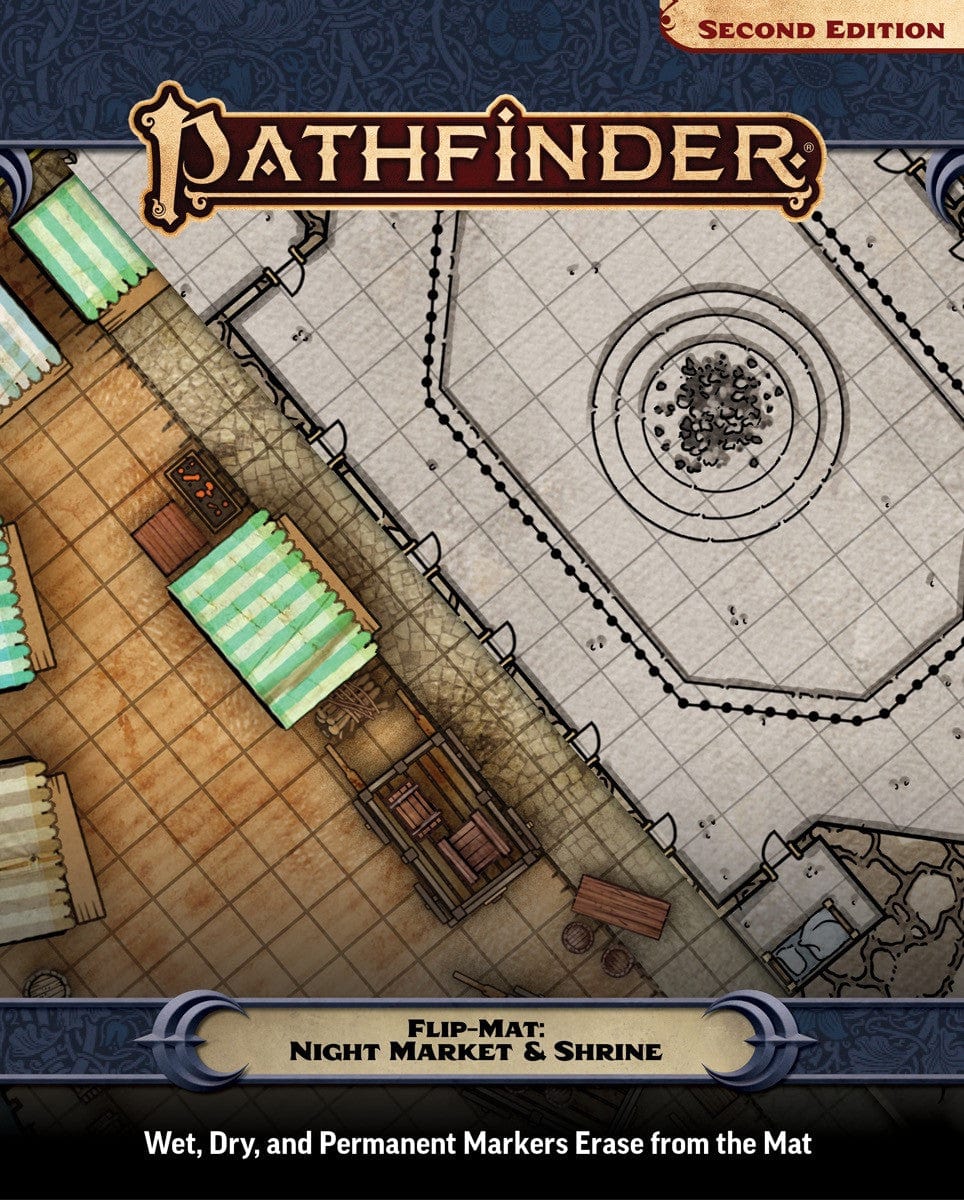 Paizo Publishing Game Supplies > Playmats Pathfinder RPG: Flip Mat - Night Market & Shrine 9781640785502 PZO 30133