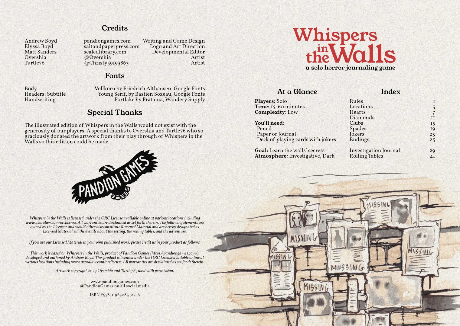 Pandion Games Tabletop Games > Role-Playing Games Whispers in the Walls 2E 9781963083026 PG-003