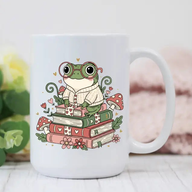 Prairie Chicken Sticker Shop & Gifts Home > Drinkware > Mugs Frog and Books Mug 47092988