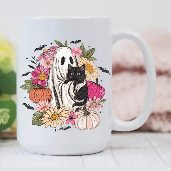 Prairie Chicken Sticker Shop & Gifts Home > Drinkware > Mugs Ghost and Black Cat Mug 46896380