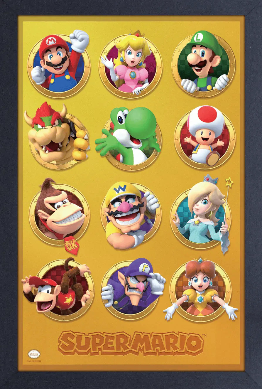 Pyramid America Home > Decor > Wall Art Super Mario - Gold Group Photo (11"x17" Gel-Coat) 638211215762 PAE83158F