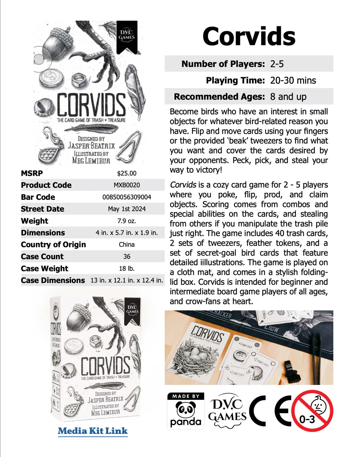 Quarter Master Board Games > Card Games Corvids 850056309004 MXB0020