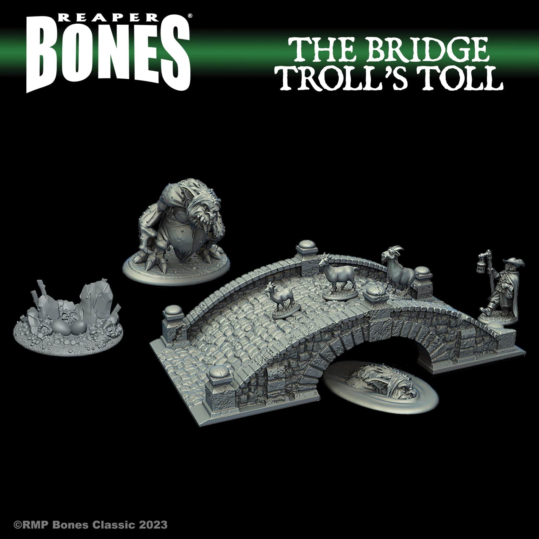 Reaper Miniatures Miniatures > Reaper Dark Heaven Bones Classic: The Bridge Troll's Toll 762486777653 RPR 77765