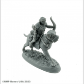 Reaper Miniatures Miniatures > Reaper Dungeon Dwellers Bones: Female Halfling Dog Rider 762486071157 RPR 07115