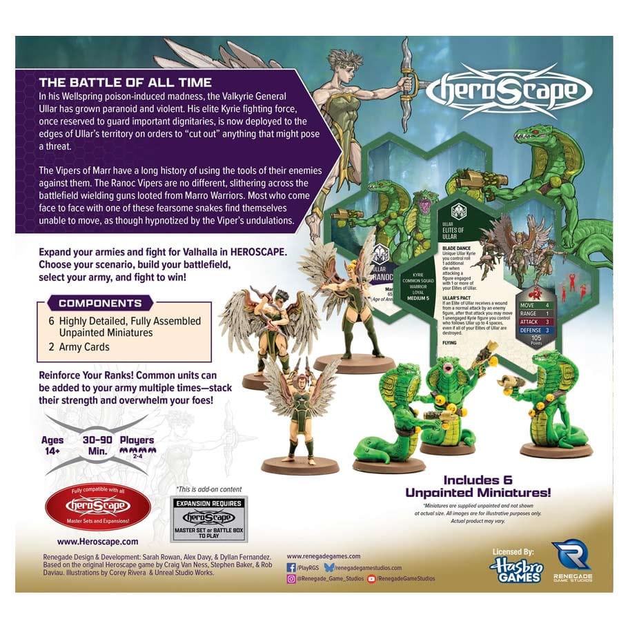 Renegade Game Studios Tabletop Games > Miniature Games > Expansions Heroscape: Elites of Ullar and Ranoc Vipers Army Expansion 810011728868 REN02886