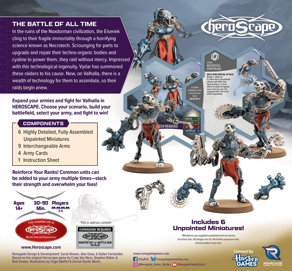 Renegade Game Studios Tabletop Games > Miniature Games > Expansions Heroscape: Upgraded Necrotech Reavers Army Expansion 810011728967 RGS02896