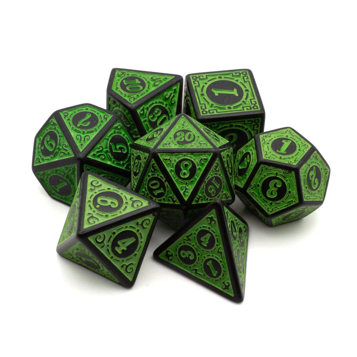 Riftgate Dice > Other Dice Riftgate- Green Runes Acrylic Dice Set 00635132 RE-UDX-AC-WL04