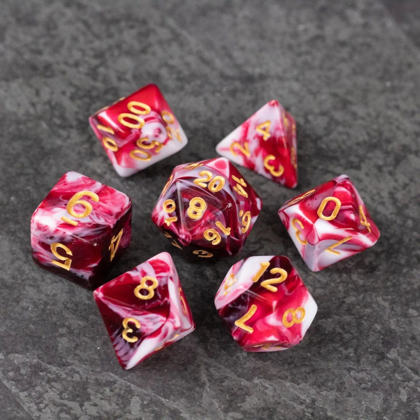 Riftgate Dice > Other Dice Riftgate- Red and White Acrylic Dice Set 46697980 ACR-WHITERED