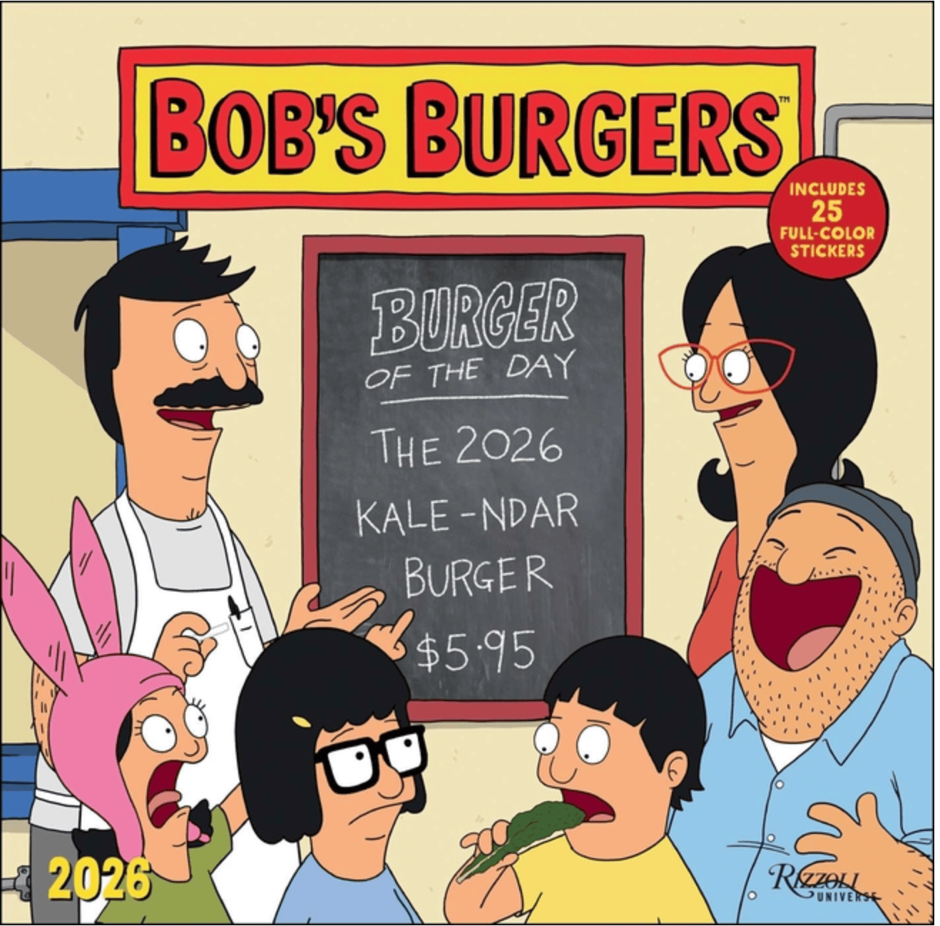 Rizzoli Stationery > Calendars 2026 Wall Calendar - Bob's Burgers (Includes Stickers) 9780789348319 ING-9780789348319