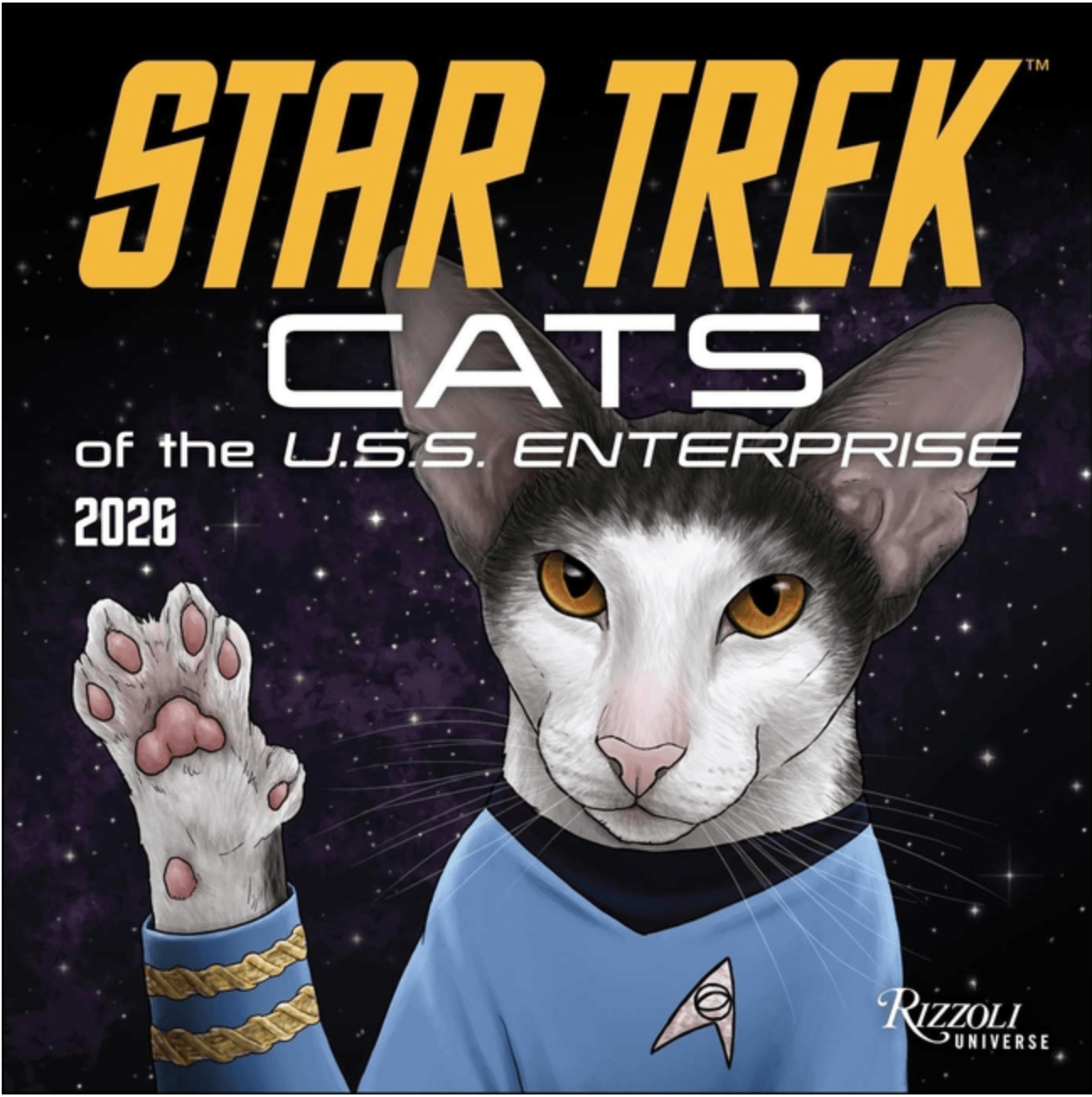 Rizzoli Stationery > Calendars 2026 Wall Calendar - Star Trek: Cats 9780789348593 ING-9780789348593