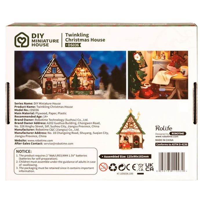 Robotime Model Kits > Other Model Kits Twinkling Christmas House 6946785119930 ROEDS036