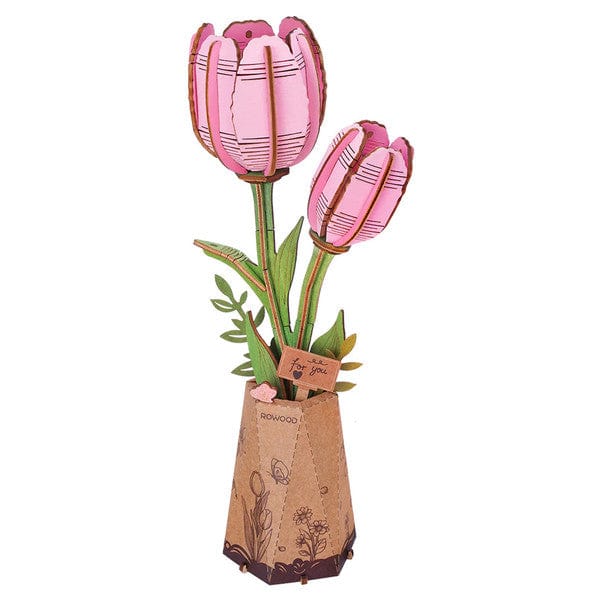 Robotime Puzzles > 3D Puzzles Rowood: Wooden Bloom Craft - Pink Tulip 6946785124255 ROETW082