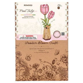Robotime Puzzles > 3D Puzzles Rowood: Wooden Bloom Craft - Pink Tulip 6946785124255 ROETW082