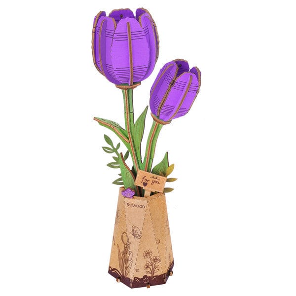 Robotime Puzzles > 3D Puzzles Rowood: Wooden Bloom Craft - Purple Tulip 6946785124552 ROETW083