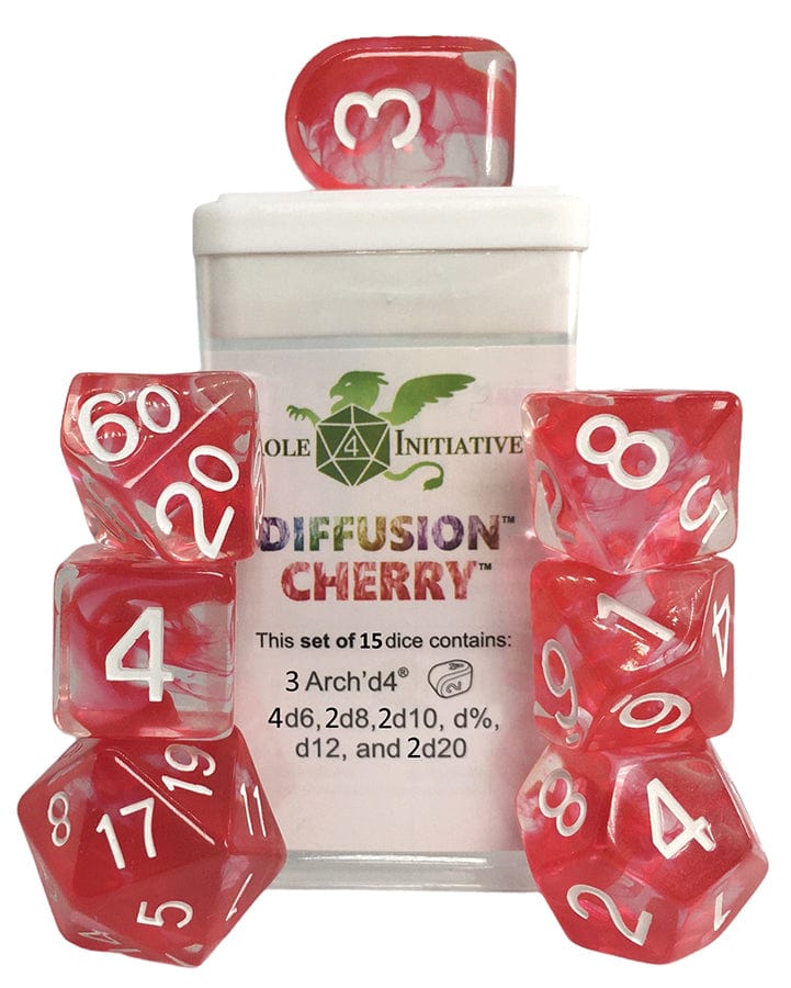 Role 4 Initiative: Polyhedral Dice 15ct - Diffusion Cherry