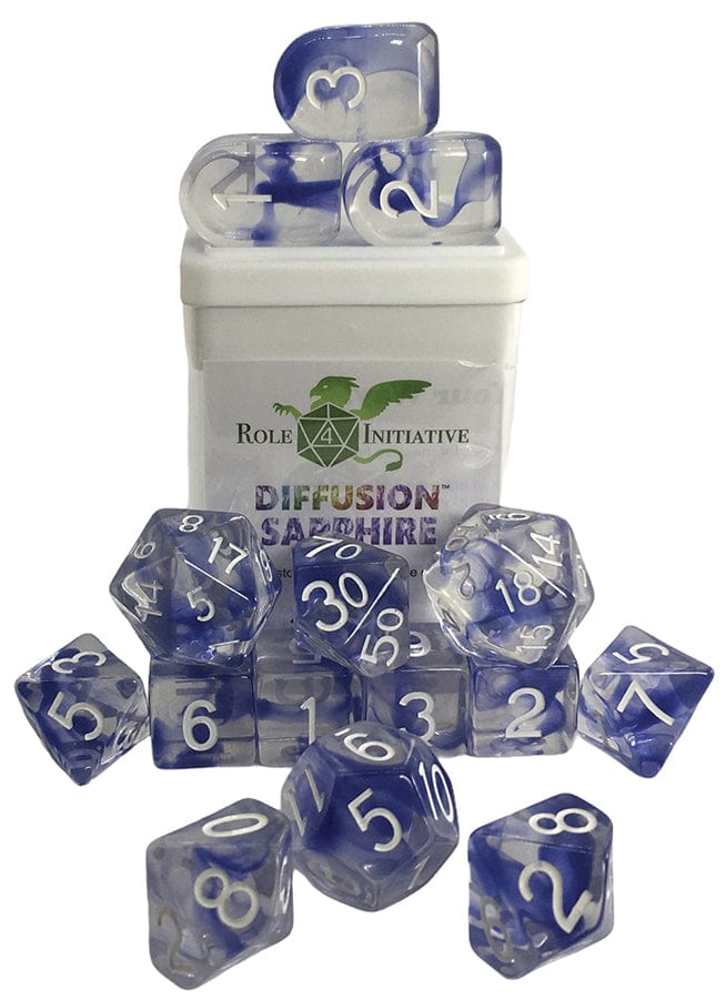 Role 4 Initiative: Polyhedral Dice 15ct - Diffusion Sapphire