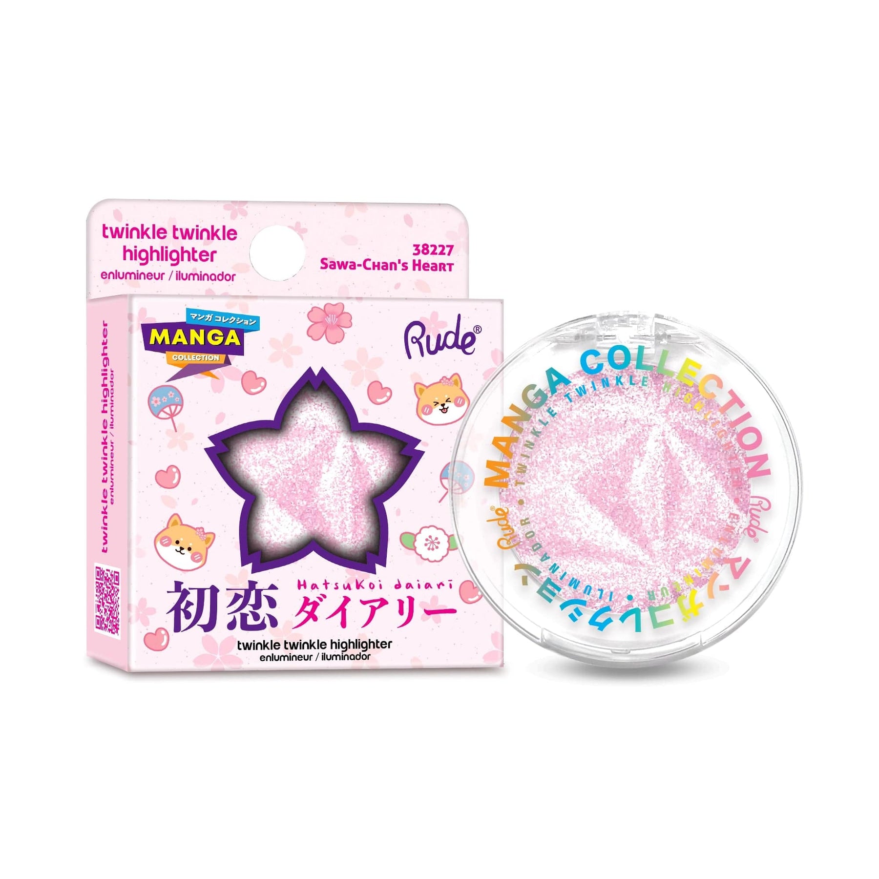 Rude Cosmetics Cosmetics > Highlighter Rude Cosmetics - Twinkle Twinkle Highlighter - Sawa-Chan's Heart (Manga Collection) 810079382279 38227
