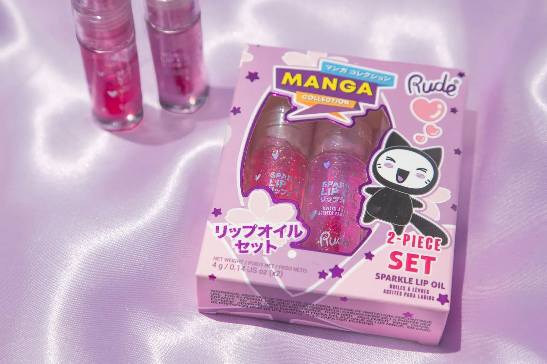 Rude Cosmetics Cosmetics > Lip Oil Strawberry / Grape Rude Cosmetics: Manga Collection - Sparkle Lip Oil Duo 810079386901 38690