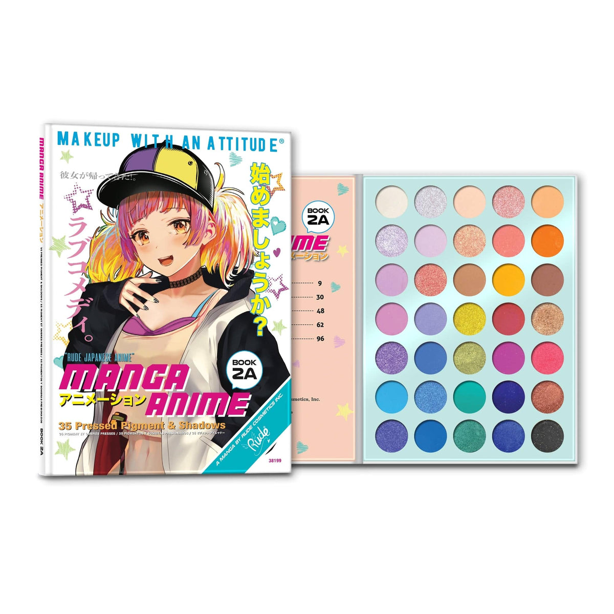Rude Cosmetics Cosmetics > Palettes Rude Cosmetics - Pressed Pigment & Shadows - Book 2A 810079381999 38199