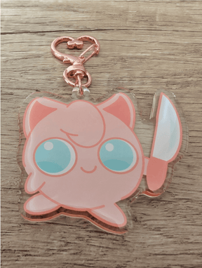 Sadsquatch Miscellaneous > Keychains Mischievous Jigglypuff - Cute Kawaii Pokemon Charm Keychain CHARM-JIGLY-GLTTR