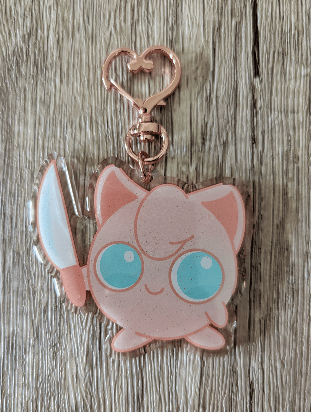 Sadsquatch Miscellaneous > Keychains Mischievous Jigglypuff - Cute Kawaii Pokemon Charm Keychain CHARM-JIGLY-GLTTR