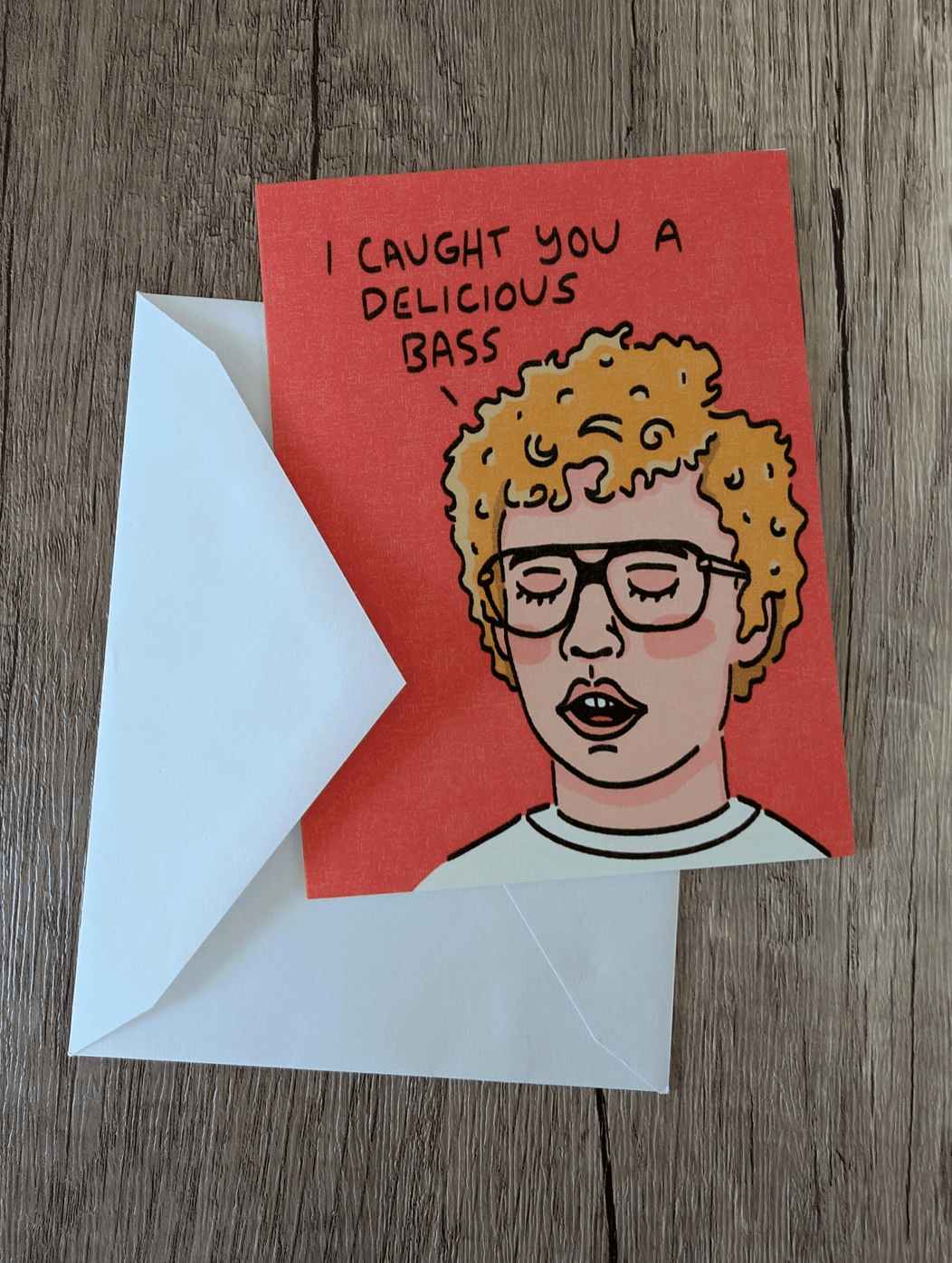 Sadsquatch Non-Collectible Card A Delicious Bass - Cute Napoleon Dynamite Love Card CARDS-BASS