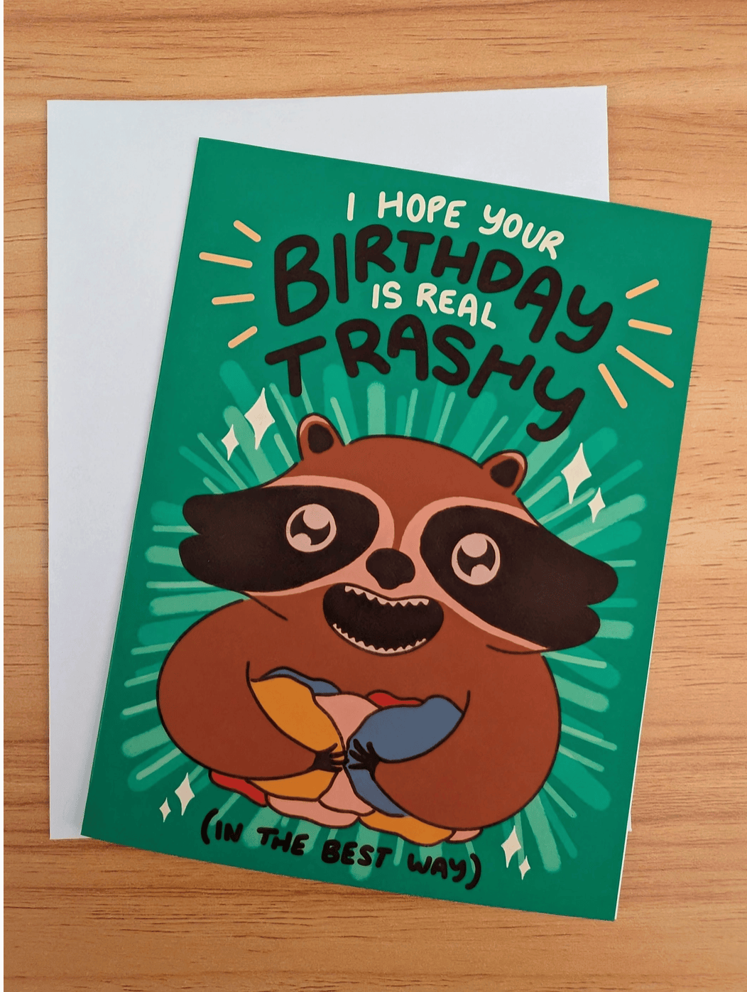 Sadsquatch Non-Collectible Card Hope Your Birthday Is Real Trashy - Cute Funny Raccoon Card CARDS-TRASH