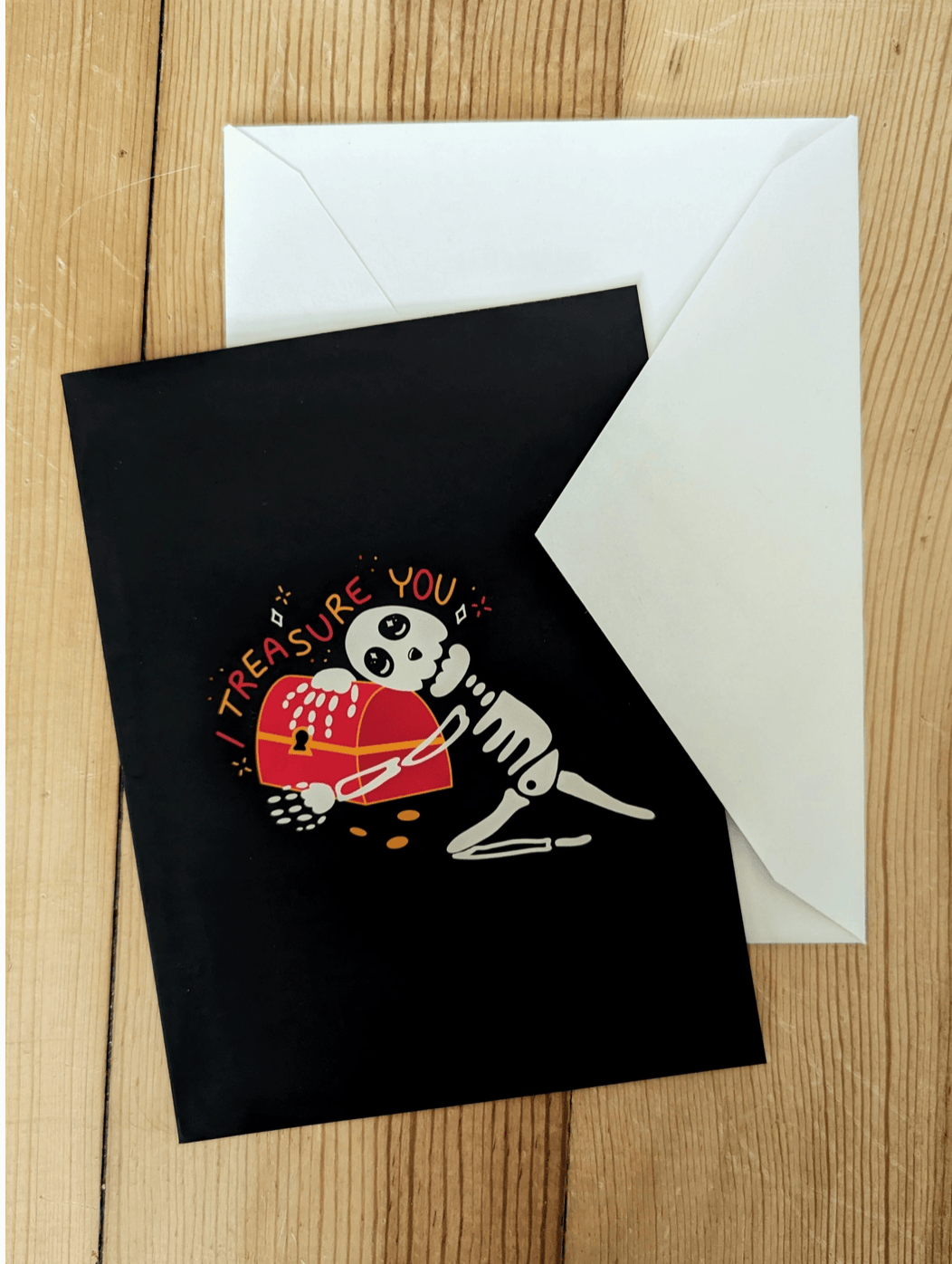 Sadsquatch Non-Collectible Card I Treasure You - Cute Skeleton Friend or Romantic Card CARDS-TREAS